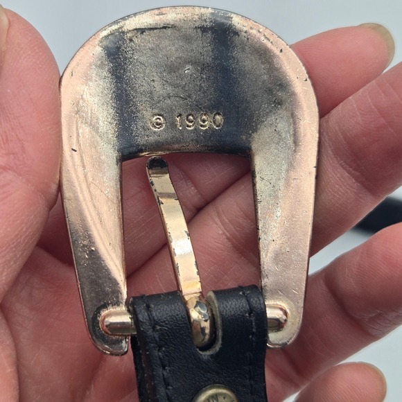 Vintage Silver Creek Black Leather Western Belt Animal Conchos Sz 30 USA Made - Picture 14 of 16